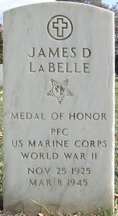 Upright marble headstone.
